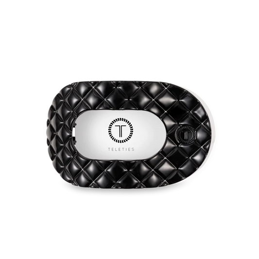 Teleties | Flat Round Medium Jet Black Quilted Hair Clip