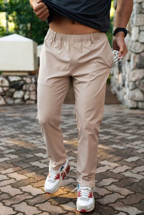 Men | Burlebo Pants  Performance Cobblestone Khaki