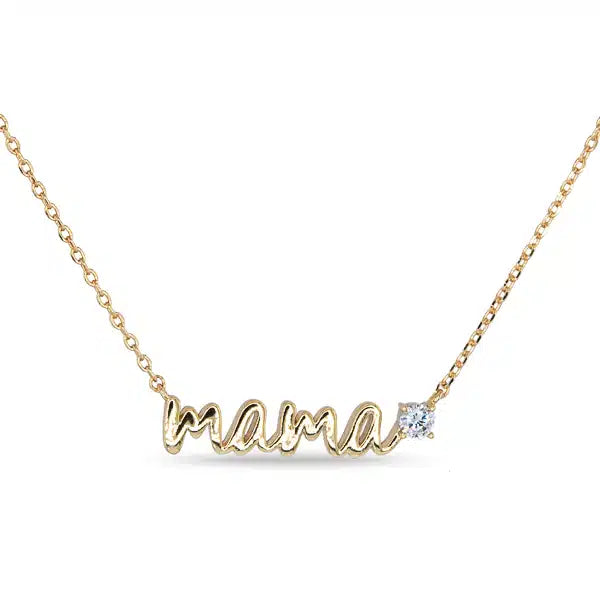 Necklace - Gold CZ Mama