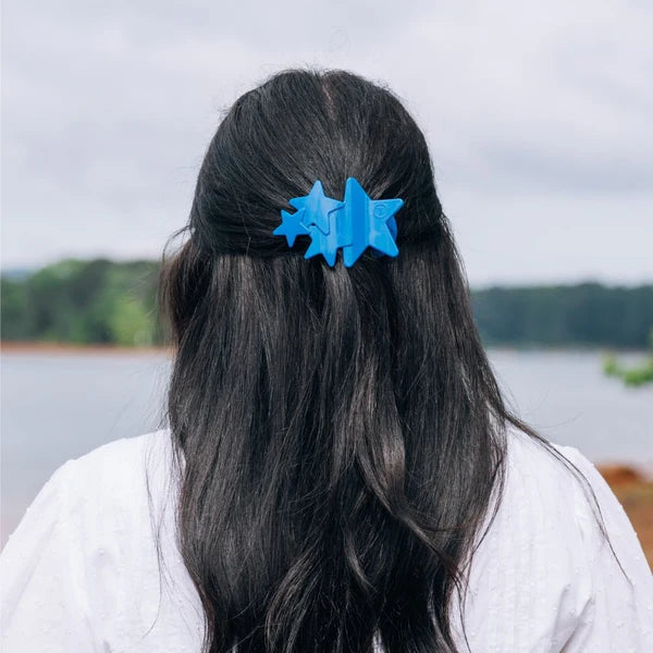 Teleties Hair Clip - Flat Medium Blue Shooting Star