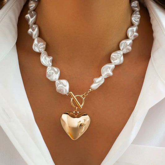 Jewelry | Necklace Pearl Beaded Heart Charm