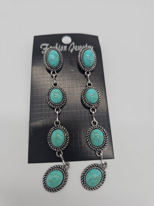 Jewelry | Earrings Blue Turquoise Stone Dangle