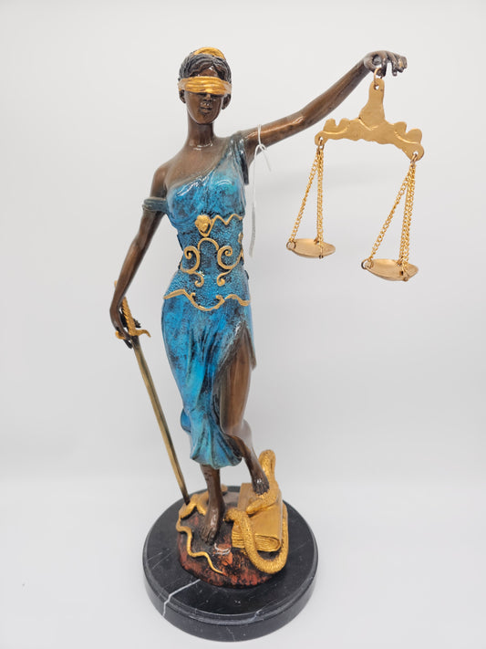 Collectibles | Bronze Sculpture Scales Of Justice Blue