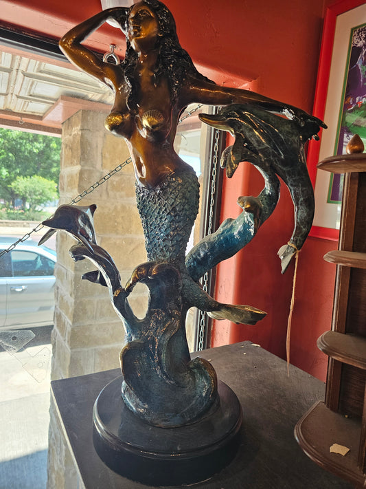Collectibles| Antique Bronze Mermaid Statue