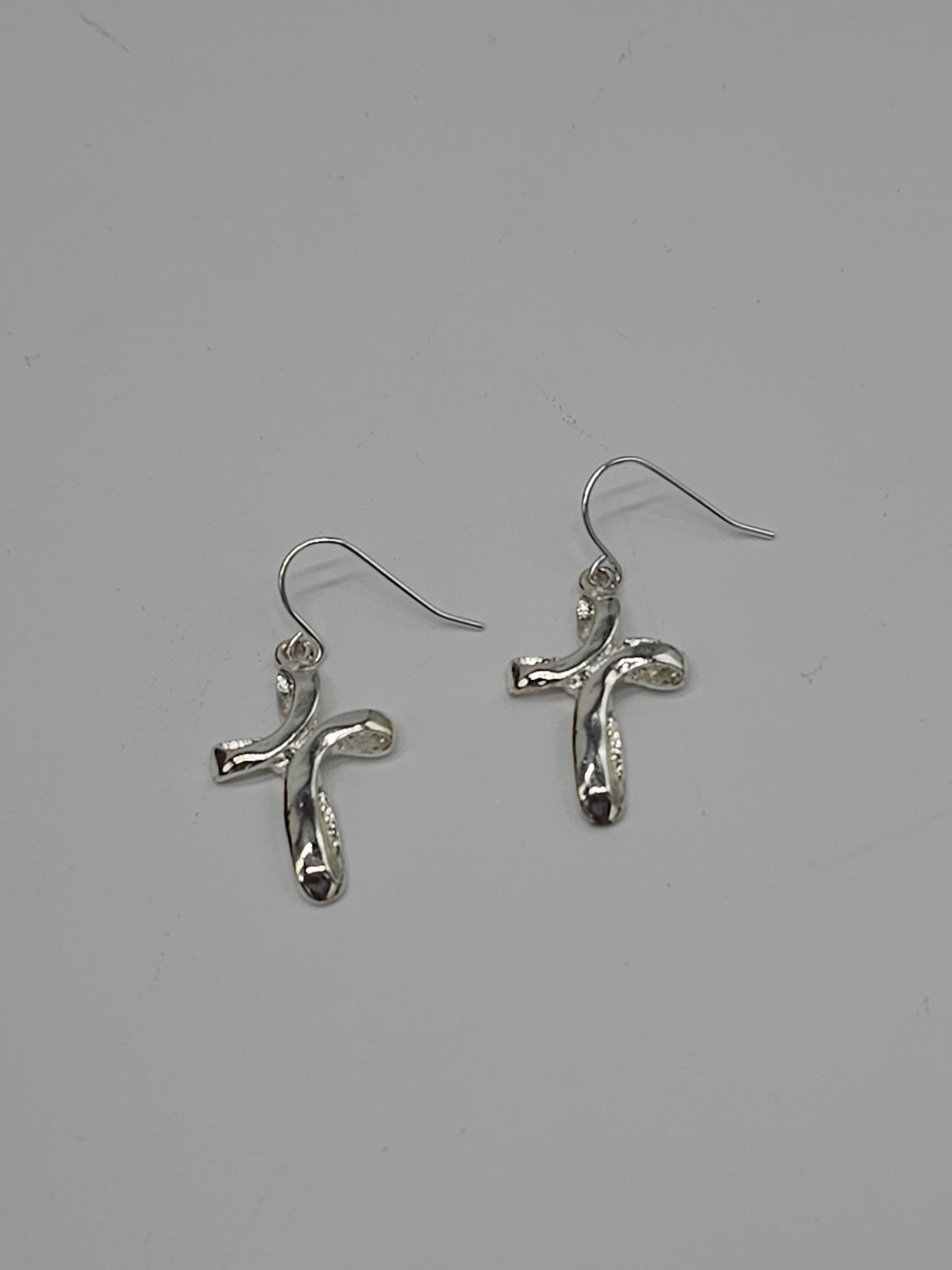 Jewelry | Earrings Wave Cross Silver Metal Dangle