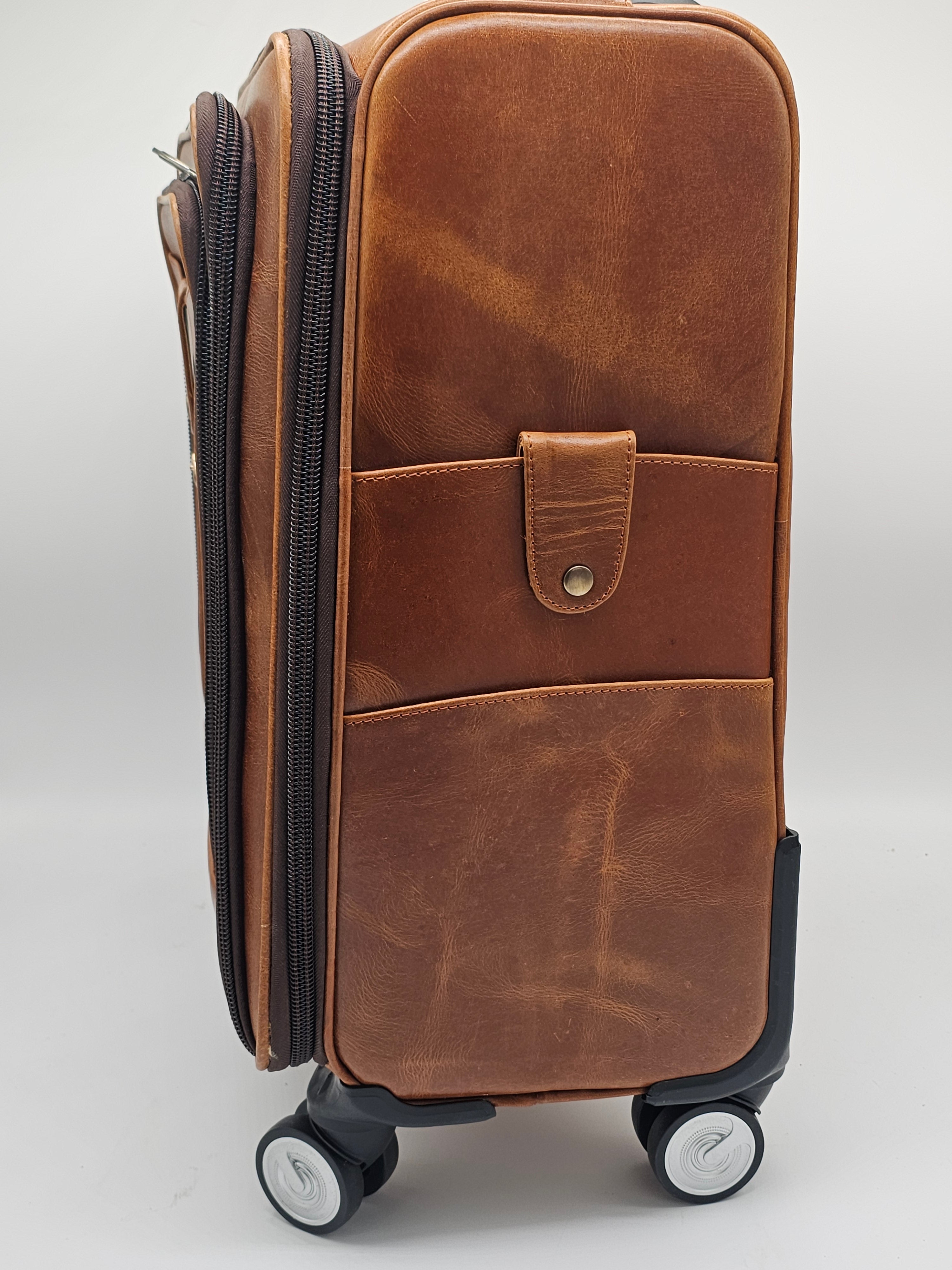 Travel Accessory Carry-On Suitcase Western Distressed Leather Wheeled