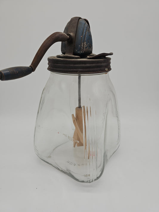 Collectibles | Vintage Glass Butter Churn With Wooden Paddle
