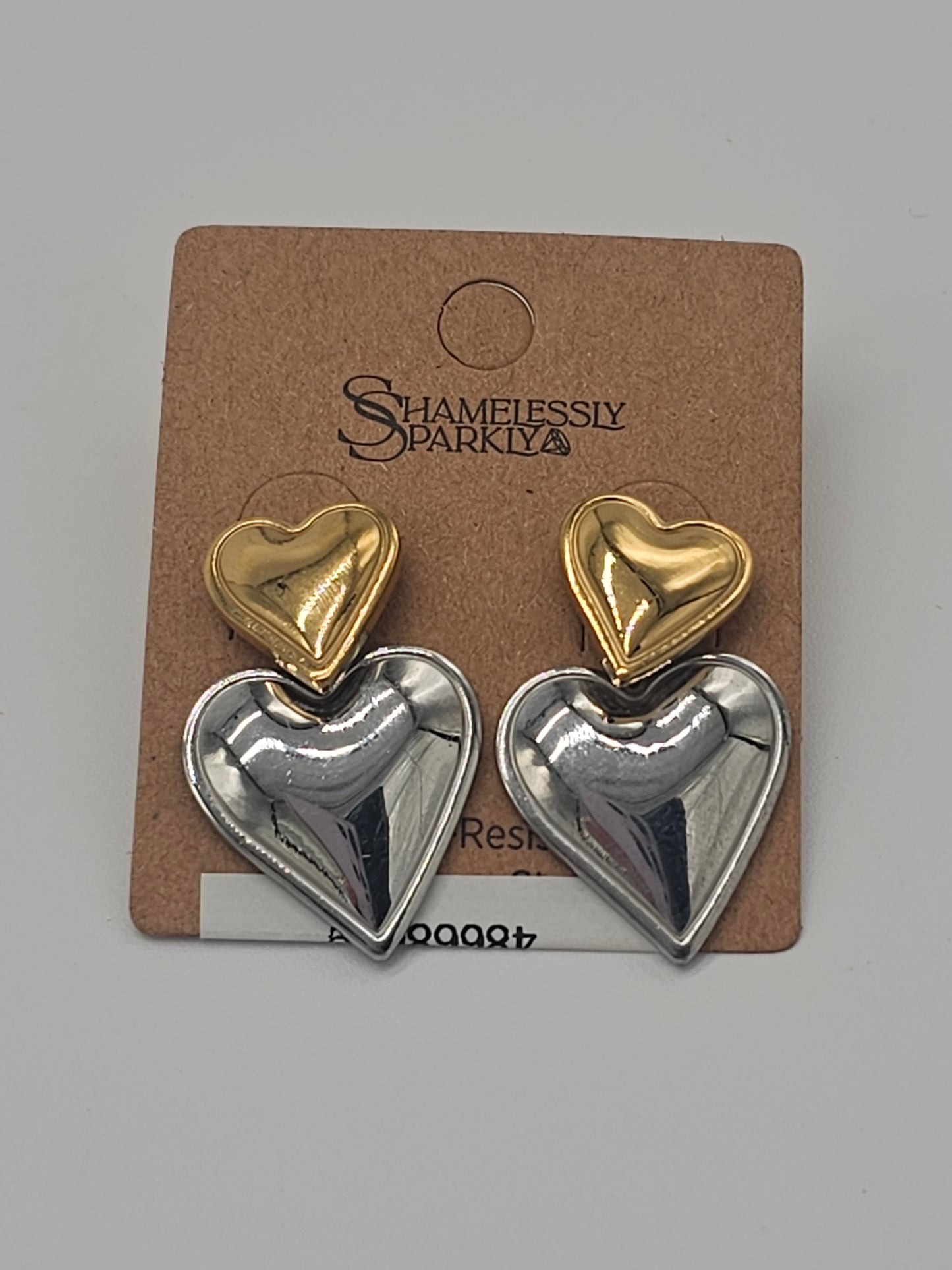 Jewelry | Earrings Two Toned Double Heart Stainless Steel