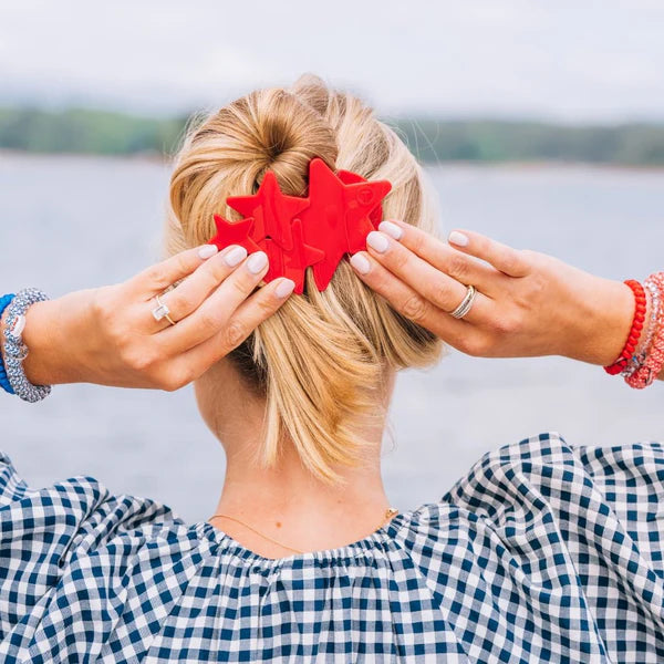 Teleties Hair Clip - Flat Large Red Shooting Star