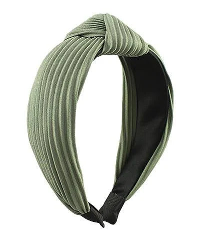 Headband | Olive Simple Pleated Knotted