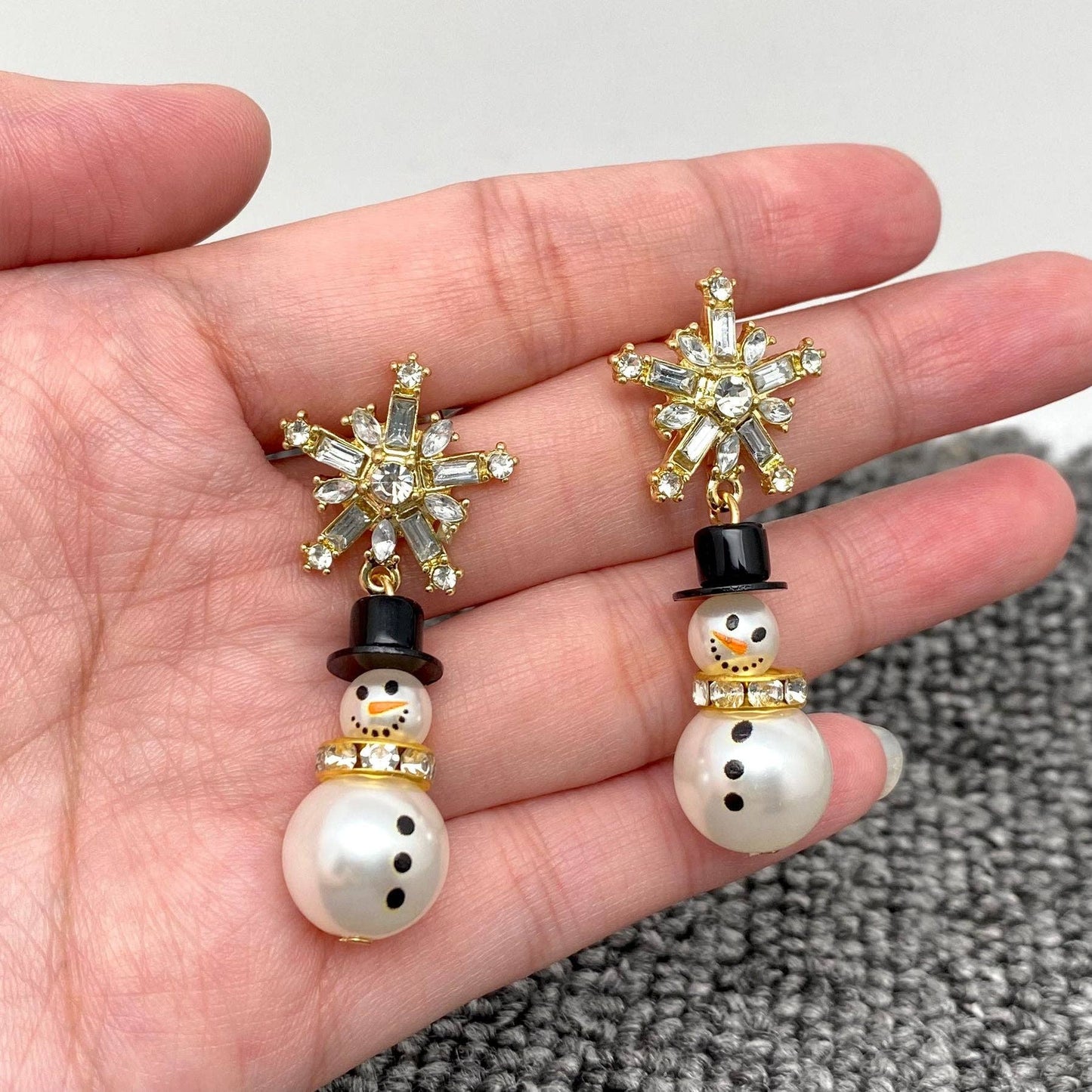 Jewelry | Earrings Sparkling Snowman Snowflake