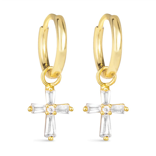 Earrings - Tapered Cross Hoop
