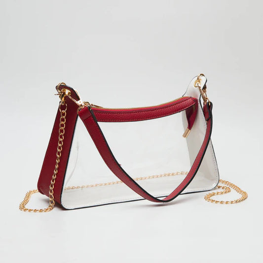 Bags | Burgundy Clear Satchel With Chain Strap