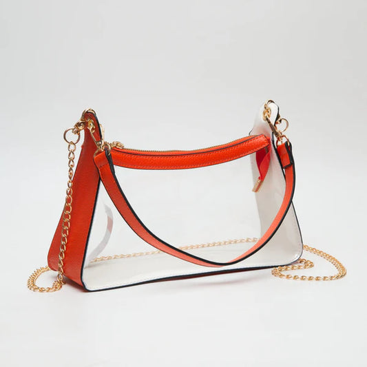 Bags | Orange Clear Satchel With Chain Strap