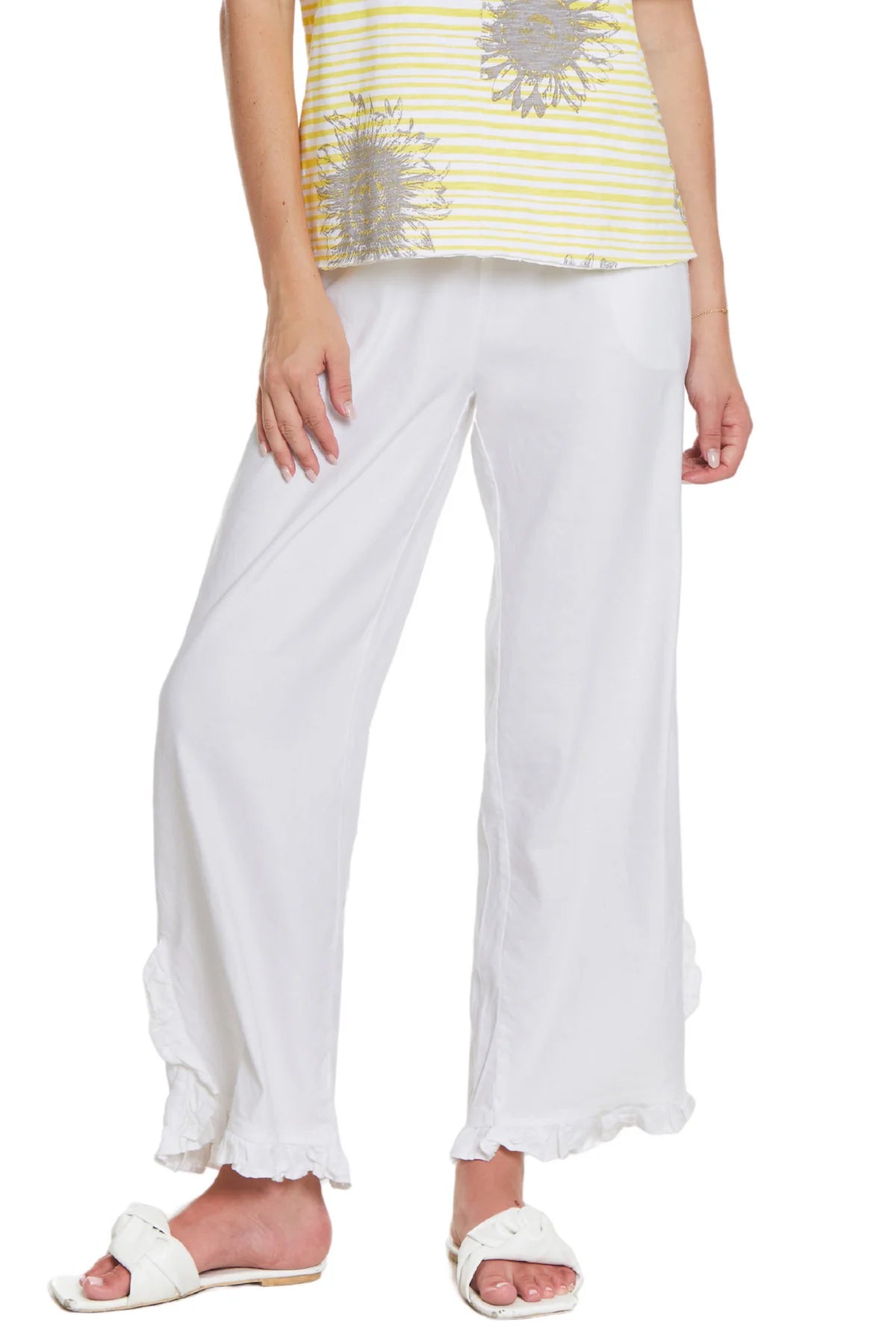 Tru Luxe | Pants Pull on Wide Leg  with Ruffled Hem