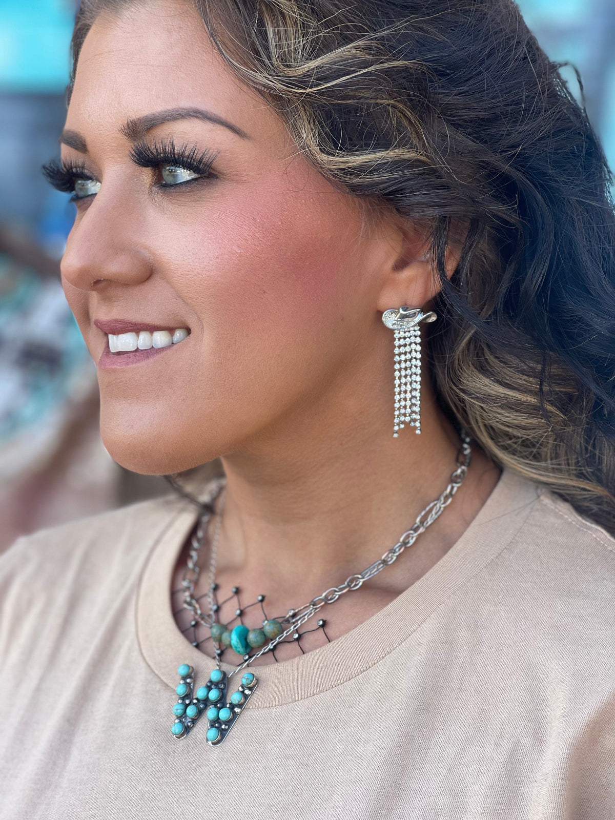 Necklace | Turquoise Semi- Precious Initial Pendant Necklace