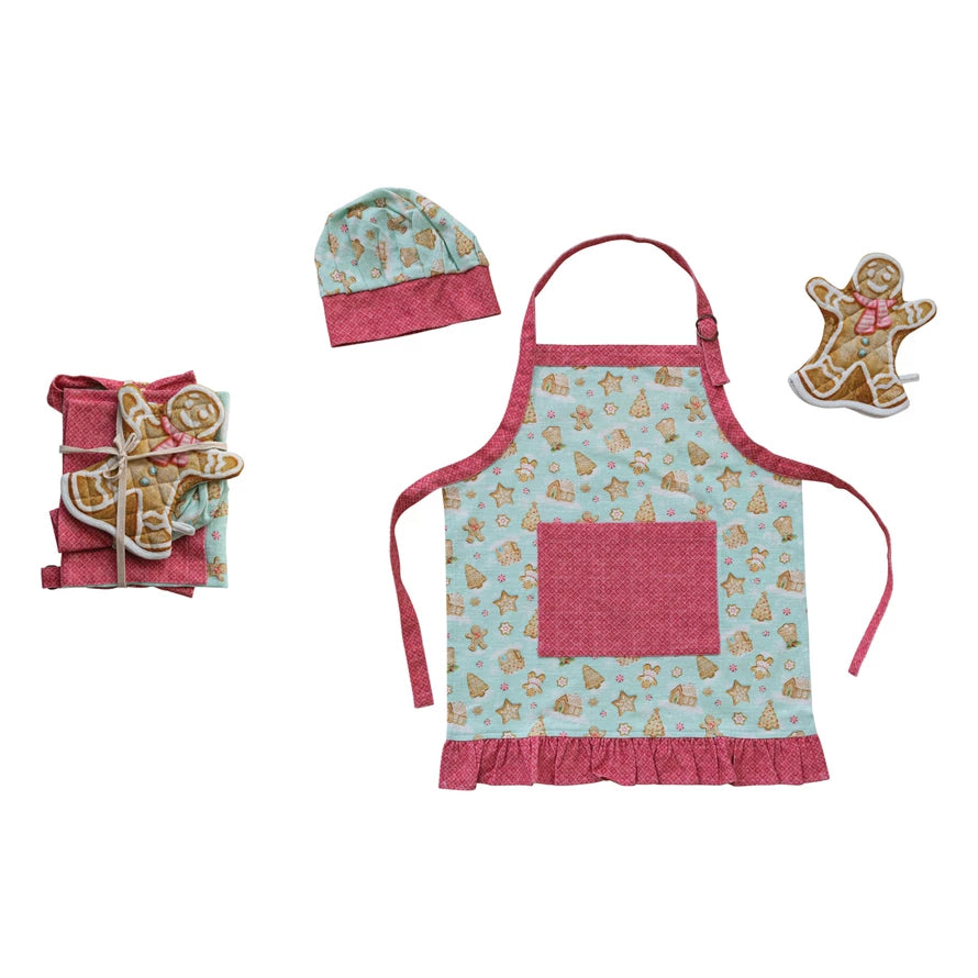 Holiday | Children - Gingerbread Child Apron w/Chef Hat &amp; Hot Mitt | Set of 3