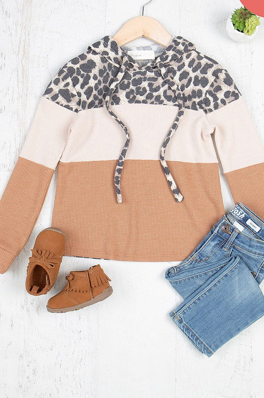 Girls Leopard Color Block Sweater