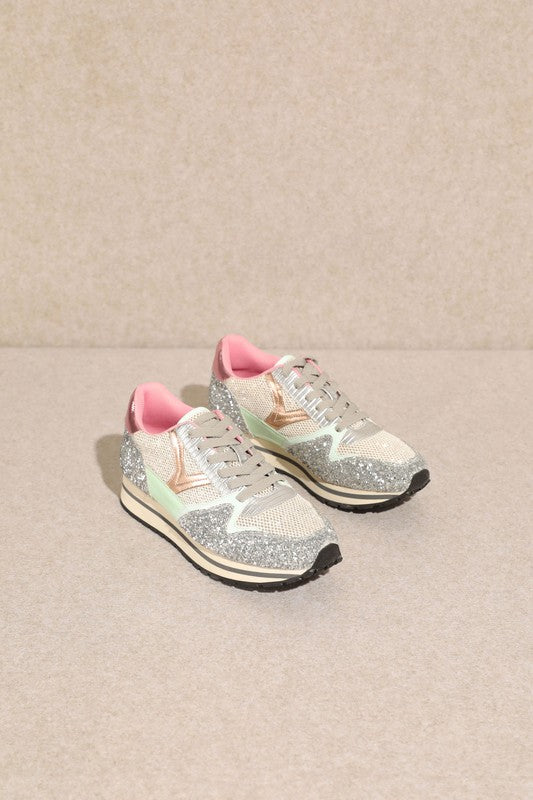 Sneakers MiuMiu Silver Glitter Pink