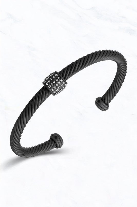 Matte Black Station Cable Bangle Bracelet