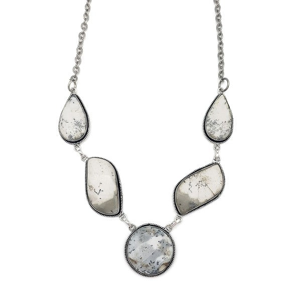 Kashi Stone Bib Necklace - Dendritic Opal