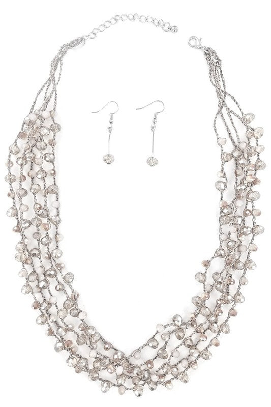 Necklaces | Clear Glass Beaded Multi Strand Necklace Set