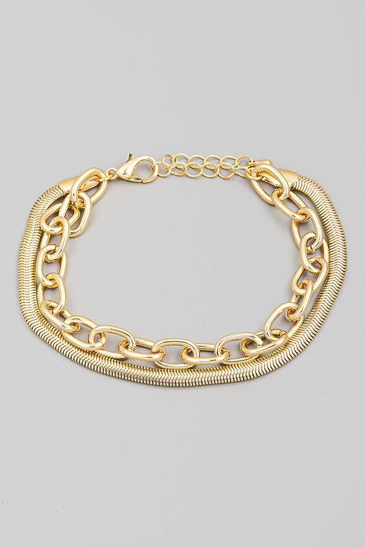Bracelets | Double Snake Chain Clasp Bracelet