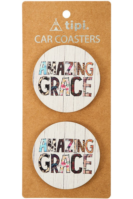 Amazing Grace Car Coasters set of 2
