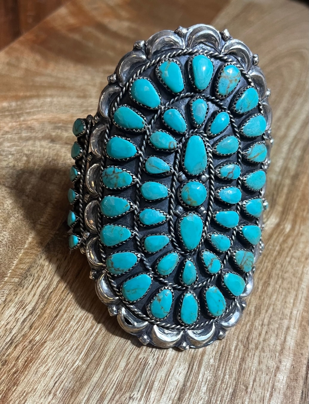 Turquoise | Authentic Navajo Large Turquoise Cluster Bracelet