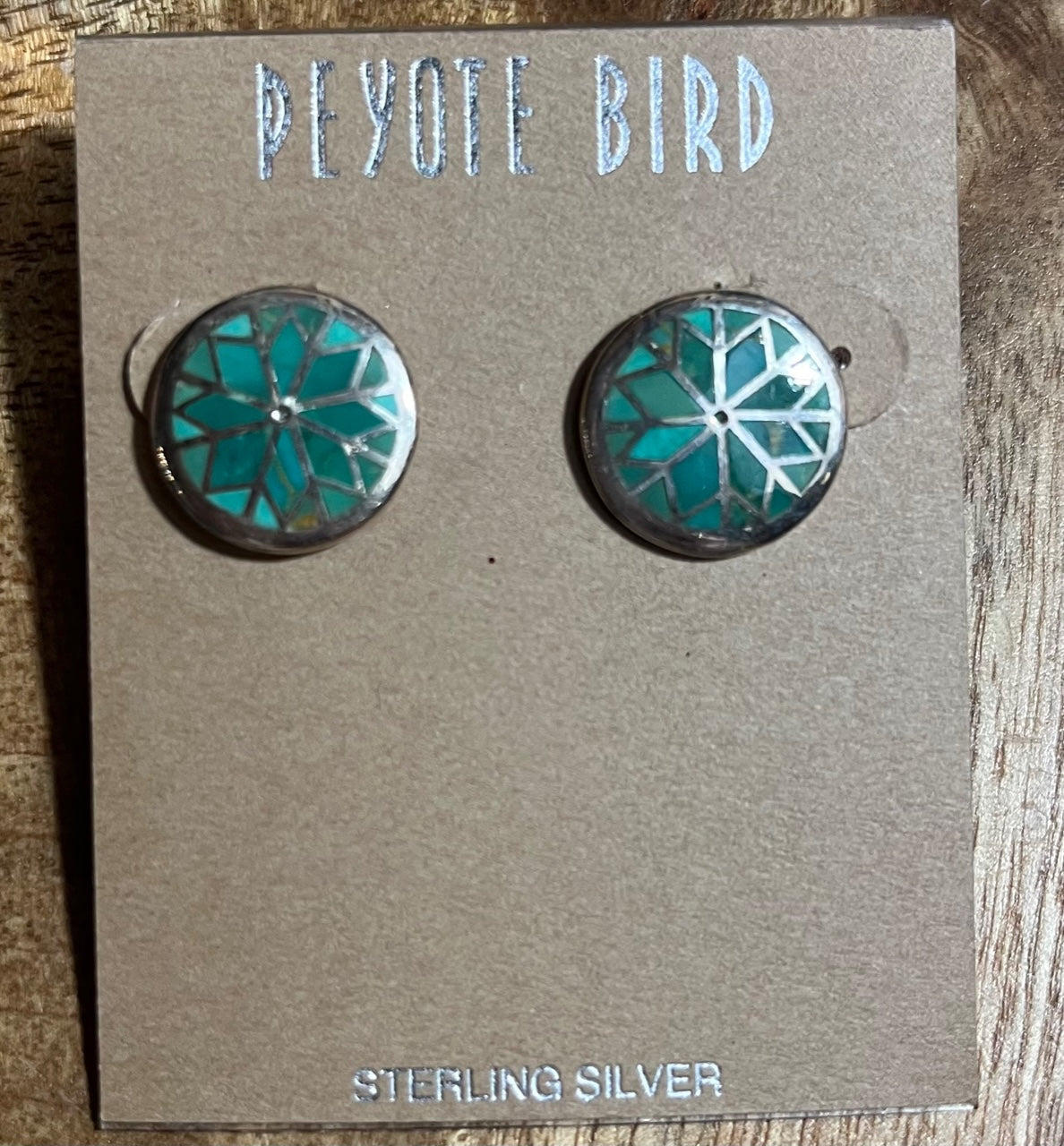 Turquoise | Authentic Peyote Bird Round Disc Star Inlay Earrings