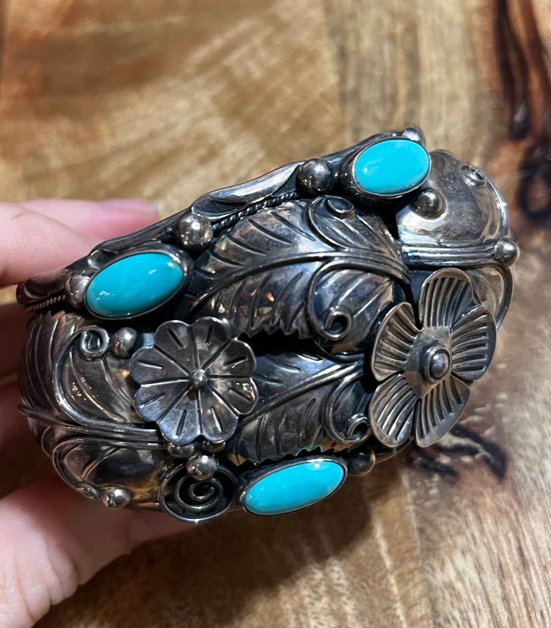 Authentic Turquoise Floral Cuff