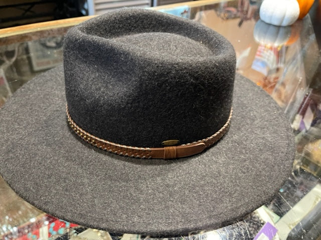 Hat CC Grey w/fancy brown band