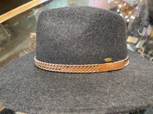 Hat CC Grey w/fancy brown band