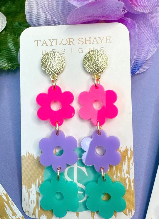 Taylor Shaye Designs Triple Flower Drops