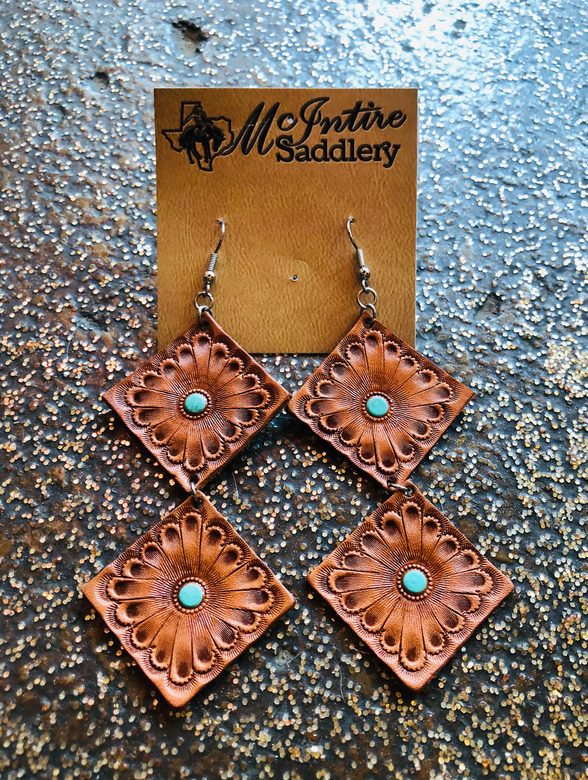 McIntire Leather Concho Earrings