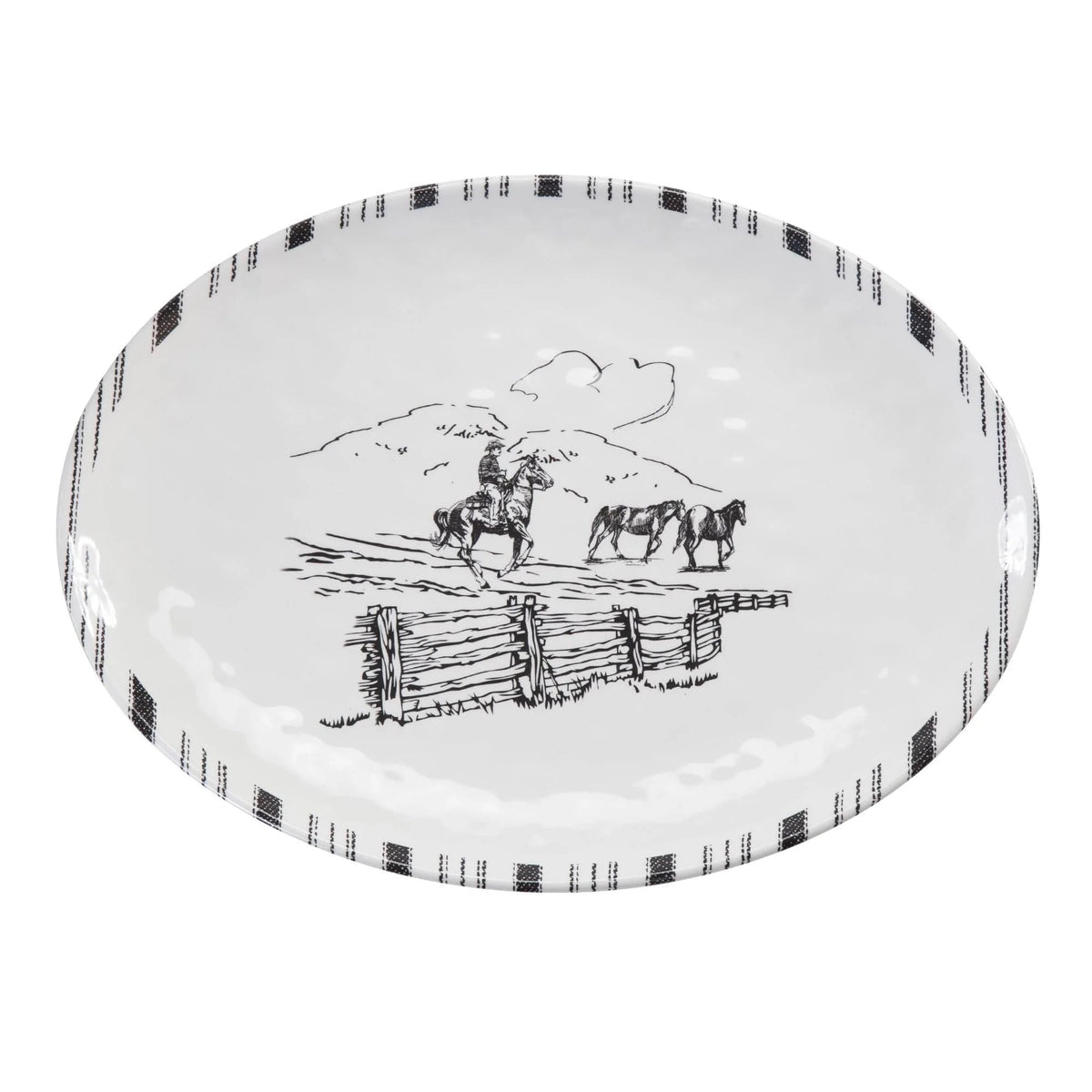 Western Melamine Cowboy Serving Platter