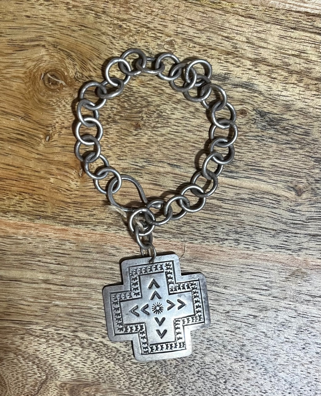 Turquoise | Authentic Chain link Aztec Cross Bracelet