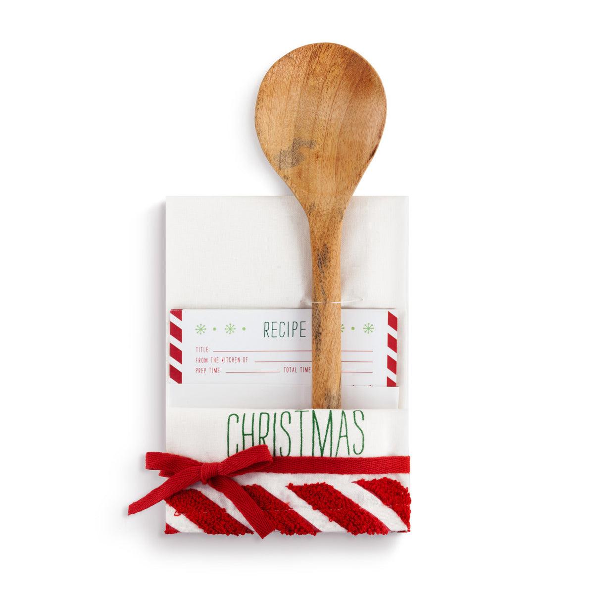 Merry Christmas Towel &amp; Spoon with Recipe Card Set
