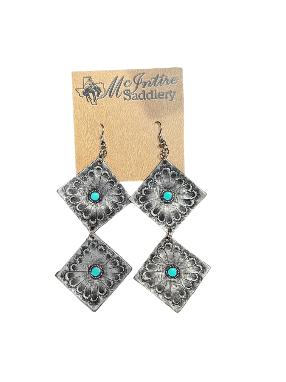 McIntire Saddlery Leather Double Concho Earrings