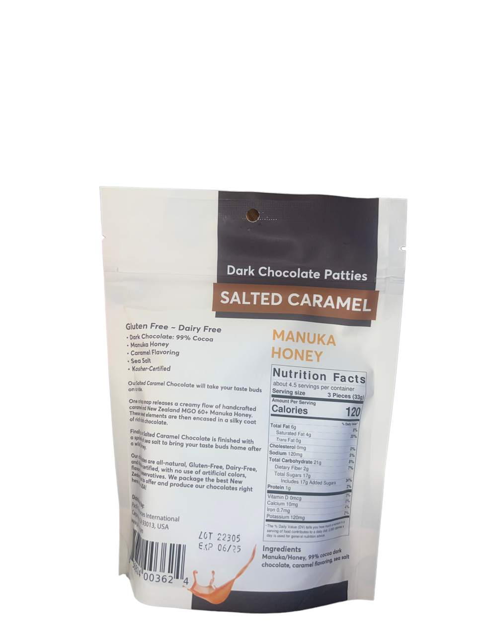 Snacks | pri Dark Chocolate Salted Caramel Patties