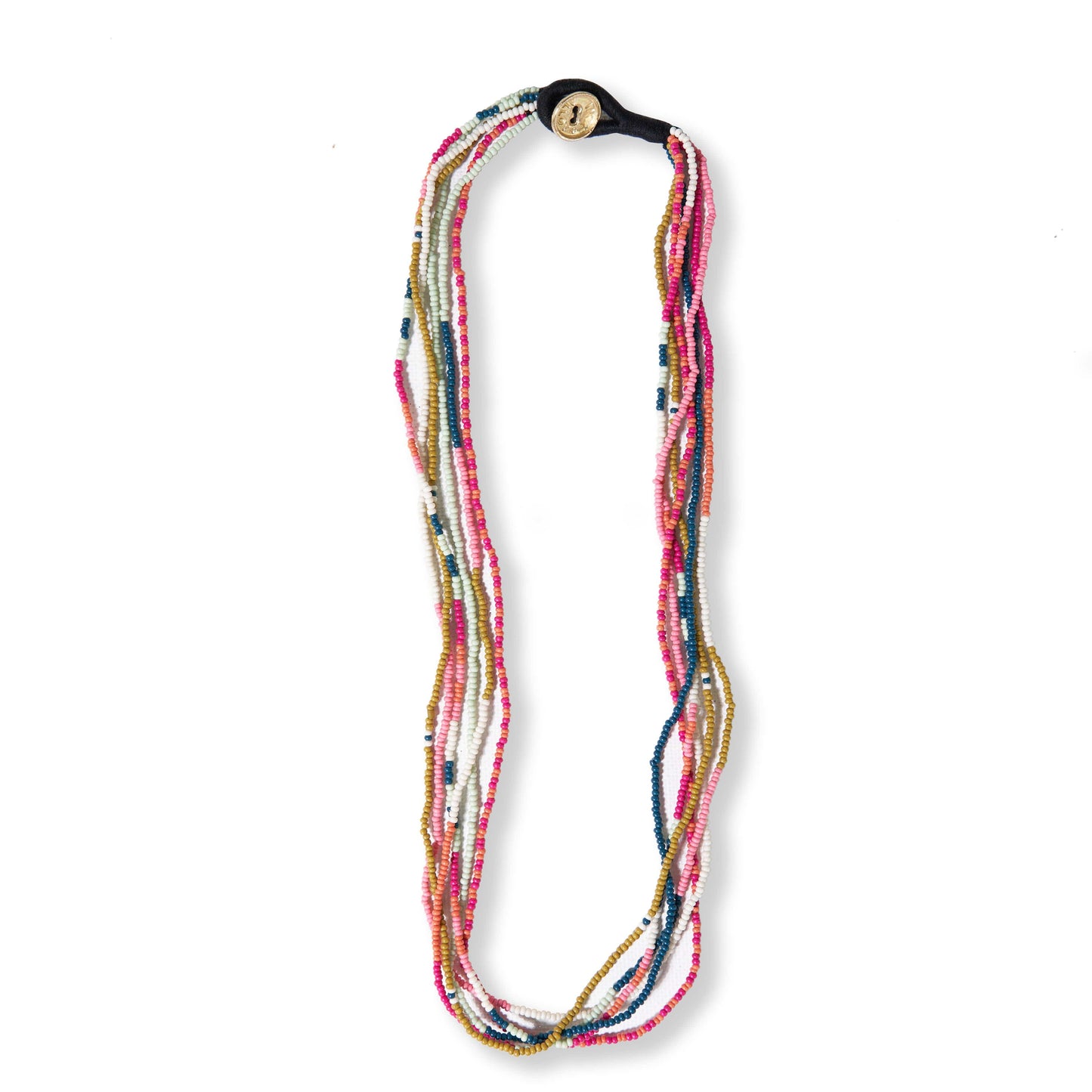 Quinn Stripe and Color Block Beaded Necklace Rainbow