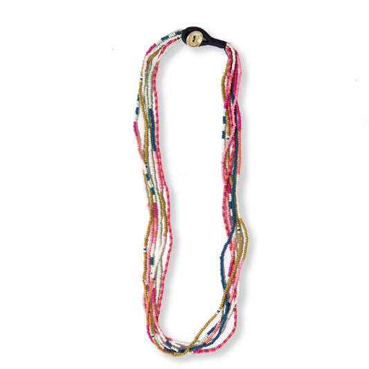 Quinn Stripe and Color Block Beaded Necklace Rainbow