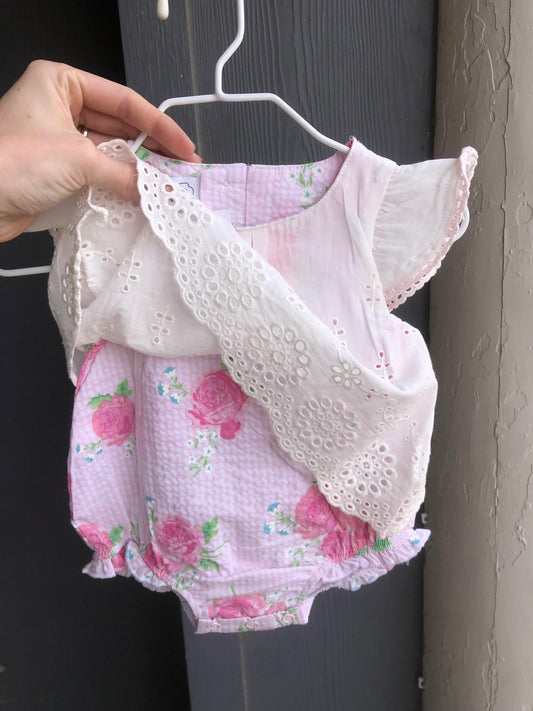 Mud Pie Rose Eyelet Overlay Crawler