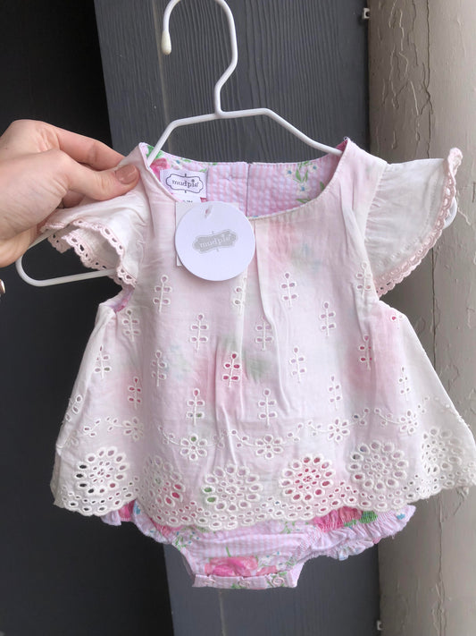 Mud Pie Rose Eyelet Overlay Crawler
